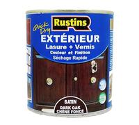 Rustins - Extérieur lasure + Vernis pour bois - séchage rapide - Chêne foncé fini Satiné - 15m²/L 500ml (ESDO500FR)