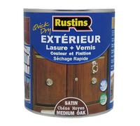 Rustins - Extérieur lasure + Vernis pour bois - séchage rapide - Chêne moyen fini Satiné - 15m²/L 500ml