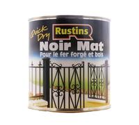 Rustins - Peinture Acrylique Noir Mat pour Métal, Fer, Bois et Murs - Séchage Rapide Extérieur et Intérieur 250ml - 3.5 à 4 m²