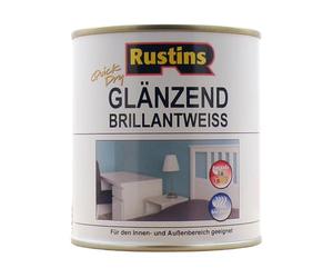 Rustins Peinture brillante à séchage rapide pour bois et métal en intérieur et extérieur - Blanc 500ml