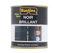 Rustins Peinture noire brillante à séchage rapide pour bois et métal, à l'intérieur et à l'extérieur, sans danger pour les aliments et les jouets - (500 ml, 7 m²)