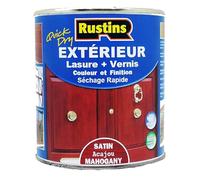 Rustins - teinture pour bois extérieur et intérieur acajou satiné à séchage rapide avec finition vernis 2,5 L - 37,5 m²