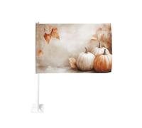 Rustique Automne Citrouilles Et Feuilles Voiture Drapeau Extérieur Fenêtre Clip 30x45cm Double Face Décoration Voiture