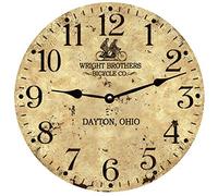 Rustique - Frères Wright Ronde Cuisine Horloge sans Tic-Tac Horloge Murale Silencieuse Pendule Murale pour École Bar Salon 25Cm