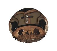Rustique Lodge Bear Print Bonnet de douche - Bonnet de bain double couche avec doublure élastique, idéal pour la maison, le spa, l'hôtel et les voyages