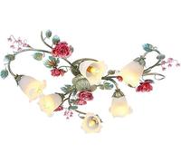 Rustique Pastoral Floral Design Plafonnier Lampe pour Chambre à Coucher Romantique Rose Rose Art Plafond éclairage pour Salle à Manger Cuisine îlot Lustre, 6head