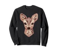 Rustique Patchwork Cerf Floral Animal Collage Folk Art Graphique Sweatshirt