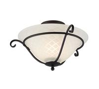 Rustique Plafonnier Austen Métal Verre Rond Maison de Campagne Salon E27 Lampe