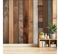 Rustique Planche Grain De Bois Géométrie 300 x 210 cm Fresque Murale pour Grand Salon & Espace Commercial Bricoleurs, Papier Peint Intissé Marron Panoramique Mur d'Accent, Design Moderne