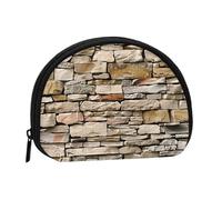 Rustique Rocks Porte-monnaie imprimé mur de brique - Pochette coquillage - Mini sac de rangement - Sac de maquillage pour femme et fille, Noir , Taille unique, Pochette à monnaie
