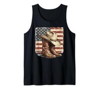 Rustique Rodeo Patriot Western Cowboy Chapeau Americana Débardeur