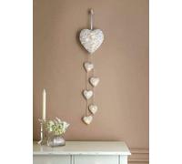 Rustique Shabby Chic 6x Tenture coeurs en osier Guirlande LED lumières à piles coeurs rotin Stickers muraux pour le Festival Accessoires Décoration