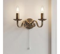 Rustique Wandleuchte Foncé Avec Tirette 2-flmg. Intérieur Lampe Mur Salon