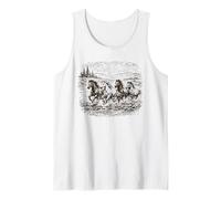 Rustique Wild Horse River Scène Heritage Vintage Western Débardeur