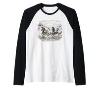 Rustique Wild Horse River Scène Heritage Vintage Western Manche Raglan