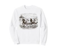 Rustique Wild Horse River Scène Heritage Vintage Western Sweatshirt