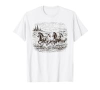 Rustique Wild Horse River Scène Heritage Vintage Western T-Shirt