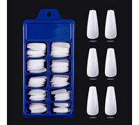 RUSTOO 100Pcs Ballerina Faux Ongles Conseils Pleine Couverture Ongles Conseils DIY Acrylique Nail Art 10 Tailles Ensemble Complet pour Nail Art, Nail Salon Fournitures （Blanc）