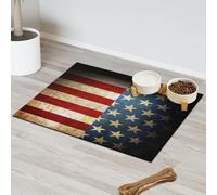 Rusty America Tapis d'alimentation pour chat et chien Motif drapeau américain Tapis d'alimentation absorbant Nti-Slip Contain les déversements Protège les sols 30,4 x 50,8 cm