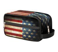 Rusty America Trousse de maquillage pour femmes, hommes, enfants, filles, garçons, drapeau américain, trousse de toilette, trousse de toilette, organisateur de produits de toilette, couleur, Taille