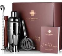 Rusty Barrel Kit Cocktail Knightsbridge | Cocktail Shaker Kit avec Shaker Cocktail Couleur Noir en INOX de Style Manhattan | Kit Barman | Kit Cocktail Complet avec Accessoires de Bar et Boîte Cadeau