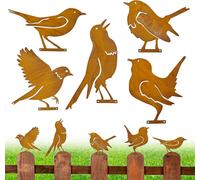 Rusty Bird Ornaments for Birds Decoration Metal Birds Deco Garden Outdoor Metal Deco Rusty Garden for Patio Park and Fence