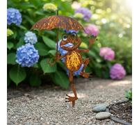 Rusty Metal Frog Garden Stakes Weather-Resistant Classic Simple Iron Outdoor Decor Multi Purpose Charming Frogs Garden Art for Balcony&Outdoor Landscape Enhancement