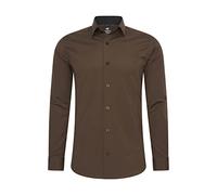 Rusty Neal Chemise pour homme - Coupe slim - Manches longues - Stretch - Contraste - Chemise d'affaires - Chemise de loisirs, marron, XXXL