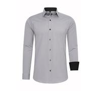 Rusty Neal Chemise pour homme Premium - Coupe ajustée - Manches longues - Stretch - Gris - Col Kent - Chemise d'affaires - Chemise de loisirs - Taille M, gris, M