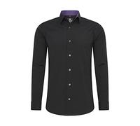 Rusty Neal Chemise pour homme Premium - Coupe ajustée - Manches longues - Stretch - Gris - Col Kent - Chemise d'affaires - Chemise de loisirs - Taille M, noir/violet, M