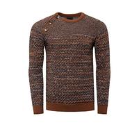 Rusty Neal - Pullover Homme Col Arrondi Boutonner Pull Hiver Chiner Tricot Grosse Maille Chaud Col Rond Basique Chandaille, Idee Cadeaux Noel, Saint Valentin 13363 Camel XL