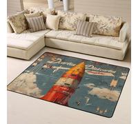 Rusty Rocket Launch Tapis d'intérieur doux lavable pour chambre à coucher et salon - 160 x 122 cm