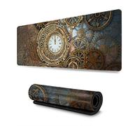 Rusty Steampunk Tapis de souris de jeu avec engrenages d'horloge long et étendu XL Tapis de souris en caoutchouc antidérapant Bords cousus, 80 x 30 cm