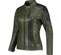 Rusty Stitches Alice Veste en cuir de moto pour femmes, Vert/Noir, Taille 40