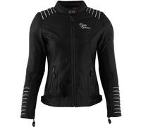 Rusty Stitches Amanda Veste en cuir de moto pour dames, Noir/Blanc, Taille 38