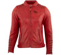 Rusty Stitches Amanda Veste en cuir de moto pour dames, Rouge/Noir, Taille 36