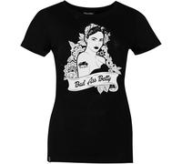 Rusty Stitches Bad Ass Betty T-shirt dames, Noir/Blanc, Taille XS