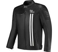 Rusty Stitches Cooper Blouson en cuir de moto, Noir/Blanc, Taille M