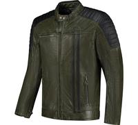 Rusty Stitches Cooper Blouson en cuir de moto, noir-vert, taille M pour homme
