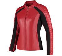 Rusty Stitches Donna Blouson en cuir de moto pour femmes, noir-rouge, taille 46