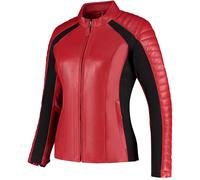 Rusty Stitches Donna Blouson en cuir de moto pour femmes, noir-rouge, taille 46