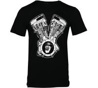 Rusty Stitches Engine T-Shirt, noir-blanc, taille M pour homme