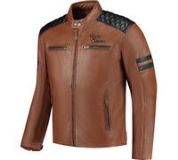 Rusty Stitches Jari V2 Blouson en cuir de moto, Marron/Noir, Taille S