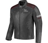 Rusty Stitches Jari V2 Blouson en cuir de moto, noir-gris, taille M pour homme