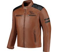 Rusty Stitches Jari V2, veste en cuir 3XL Marron/Noir Marron/Noir