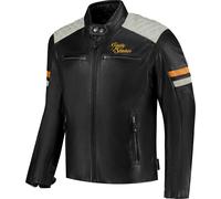 Rusty Stitches Jari V2, veste en cuir M Noir/Gris Clair/Or Noir/Gris Clair/Or