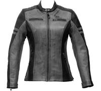 Rusty Stitches Joyce Veste en cuir de moto pour dames, noir-gris, taille 36 pour femmes