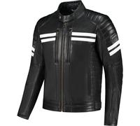 Rusty Stitches Steve, veste en cuir XL Noir/Blanc Noir/Blanc