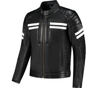 Rusty Stitches Steve Blouson en cuir de moto, noir-blanc, taille L pour homme