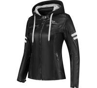 Rusty Stitches Super Joyce Hooded V2 Veste en cuir de moto pour dames, noir-gris-blanc, taille 54 pour femmes